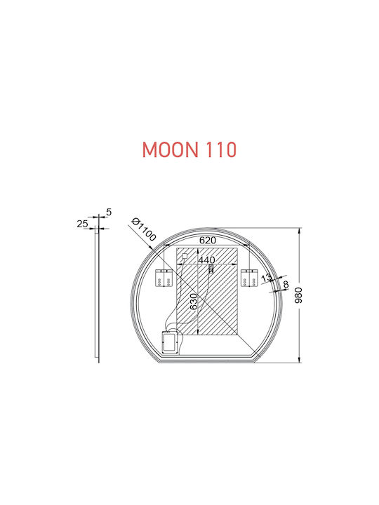 Καθρέπτης Μπάνιου LUMINOR MOON Φ110 - Image 4